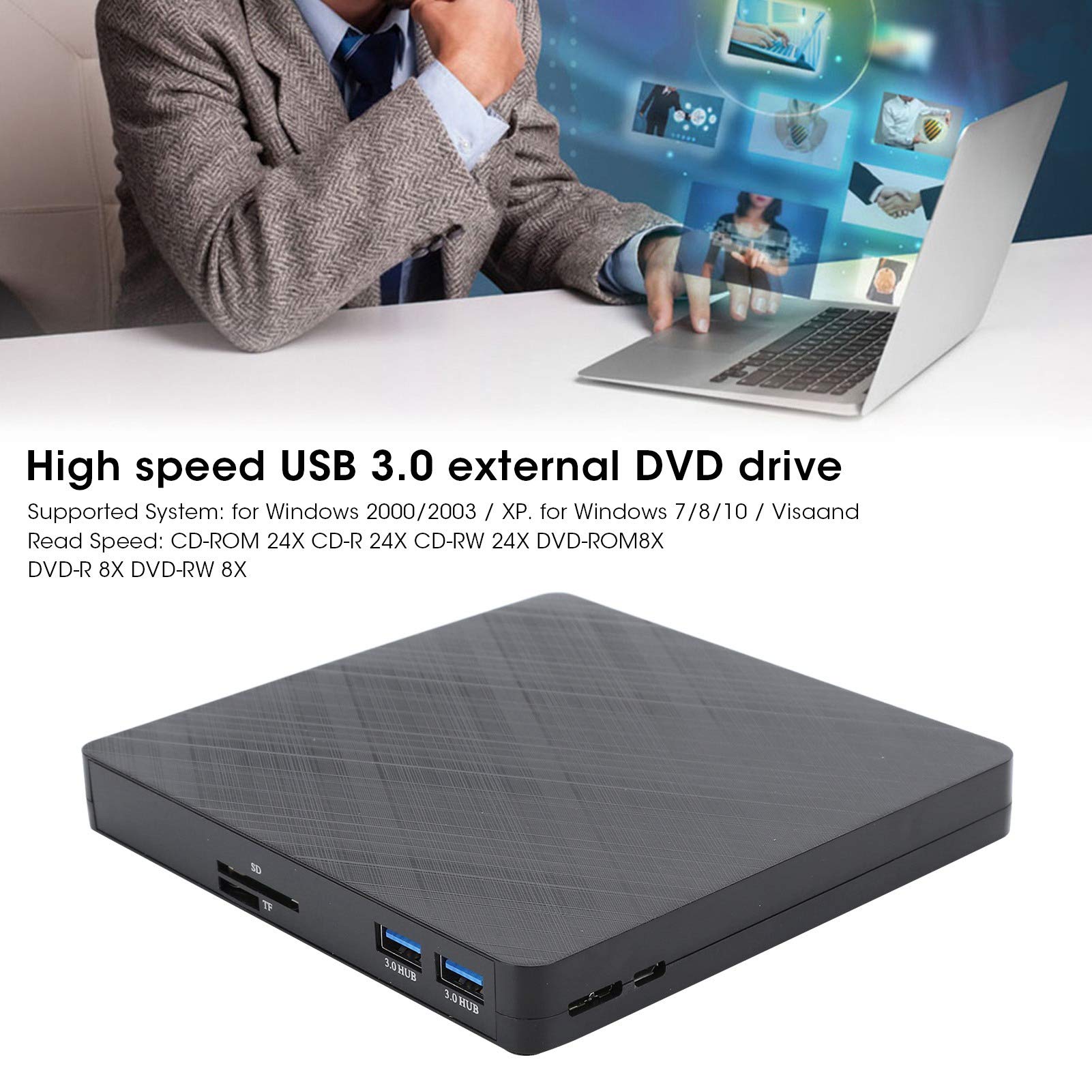 Amazon.co.jp: DVDドライブ、耐久性のある 超薄型CD DVDドライブ、家庭
