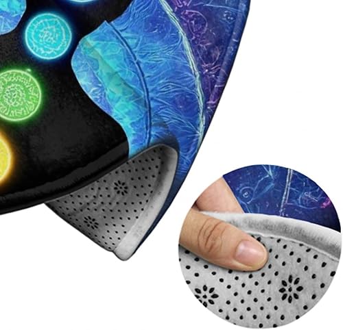 Miniatura 7 de Tapete grande para decoración del hogar, suave y redondo, antideslizante, lavable a máquina, para oficina en casa, compatible con nueve chakras,