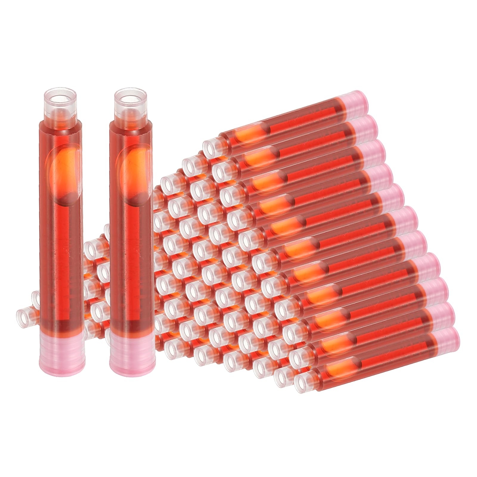 PATIKIL 72Pcs Fountain Pen Ink Refills 3.4mm Bore Diameter Light Pink Ink Cartridges International Stand Refill Cartridges for Pen Writing Business
