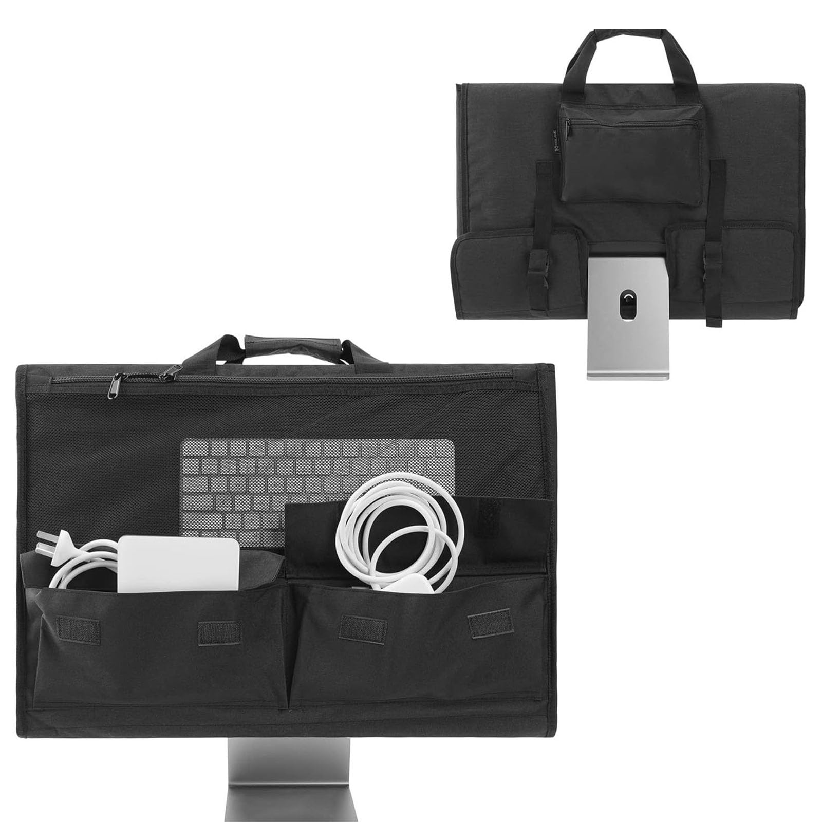 Custodia per monitor extra large da 24 / 27 pollici Organizzatori multitasche Custodia da trasporto per computer desktop portatile essenziale per viaggio d ' affari in tessuto nylon impermeabile