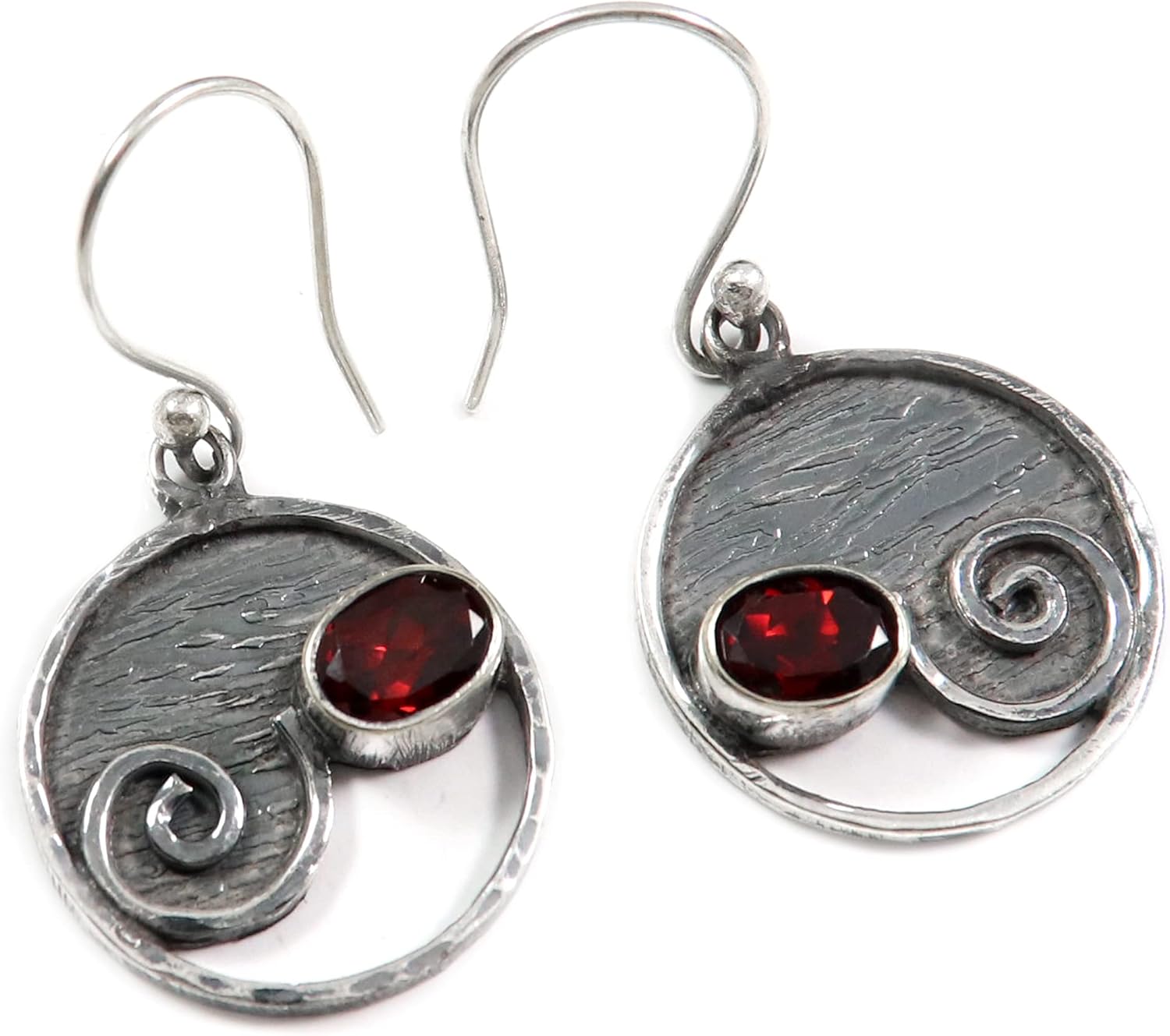 Goyal Exports 925 Sterling SilverCarnelian Grey Moonstone Garnet Gemstone Silver Drop Dangle Earring Handmade Jewelry SEG133