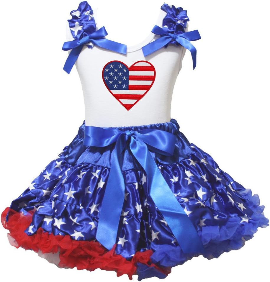 Petitebella National Theme Cotton Shirt Ruffles Skirt Outfit Set 1-8y