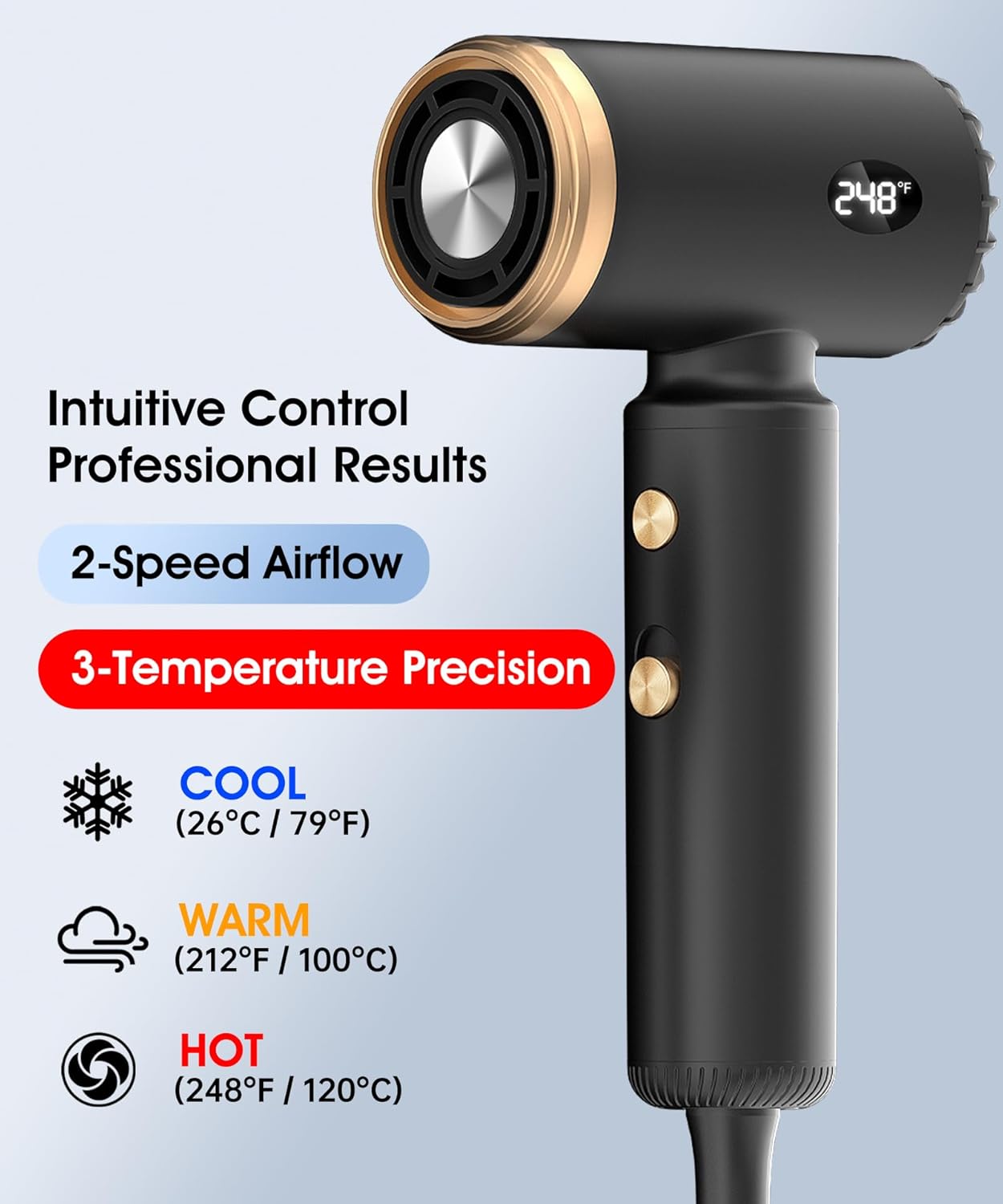 Travel Hair Dryer, Dual Voltage Mini Ionic Blow Dryer for Fast Drying, Compact Lightweight Hair Dryer with Magnetic Diffuser for Home & Travel, Portable Hairdryer International 110-240V (Black) - Image 4