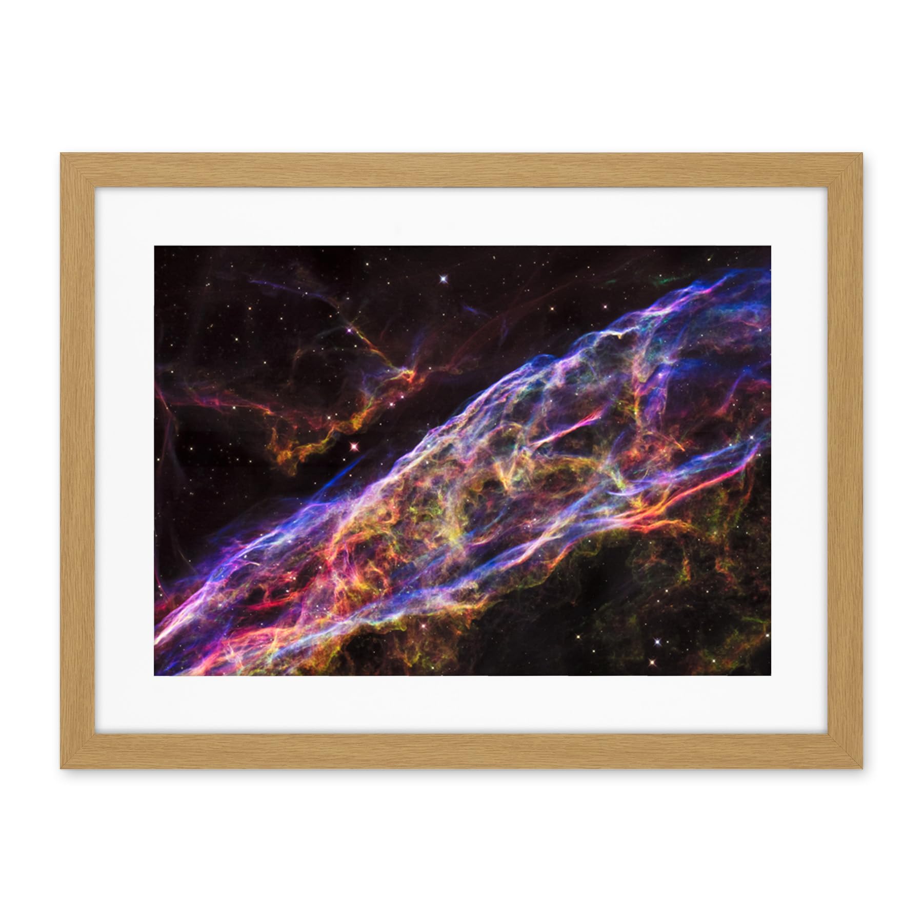 Artery8 Hubble Space Telescope Image Veil Nebula Supernova Remnant Blast Wave Stunning Massive Star Debris Remains Artwork Framed Wall Art Print 18X24 Inch