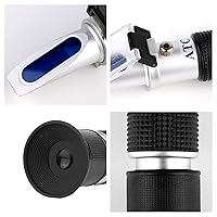 Vista 5 de Refractómetro de mosto de cerveza para cerveza casera, gravedad específica de doble escala 1.000-1.130 y Brix 0 ~ 32%, hidrómetro de refractómetro