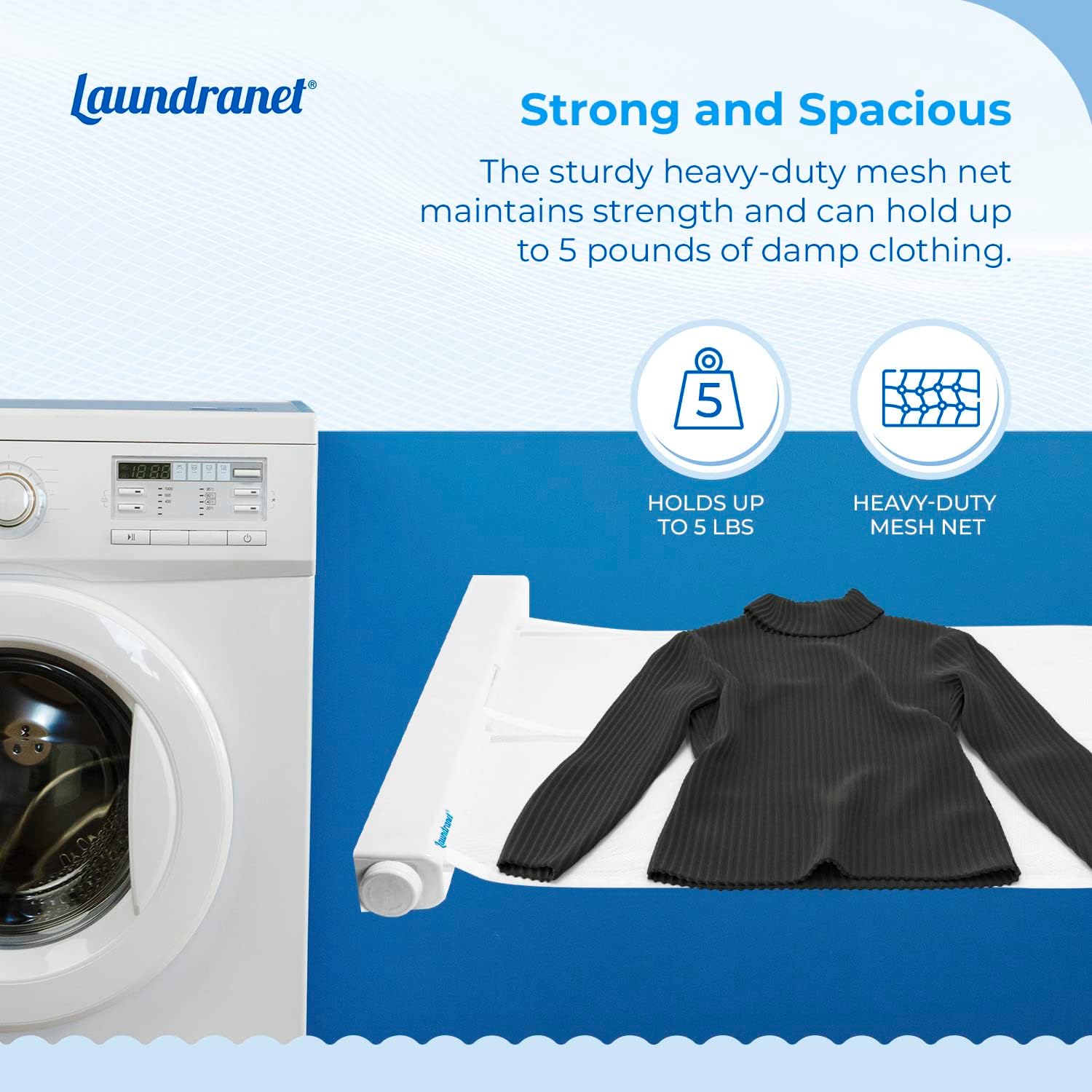 Retractable Clothes Drying Rack - Flat Hanging Mesh Drying for Delicate Clothes and Sweaters – Eliminate Bumps and Stretching from Hangers and Lines - 24" Wide and Opens Up to 72" - 1 Pack