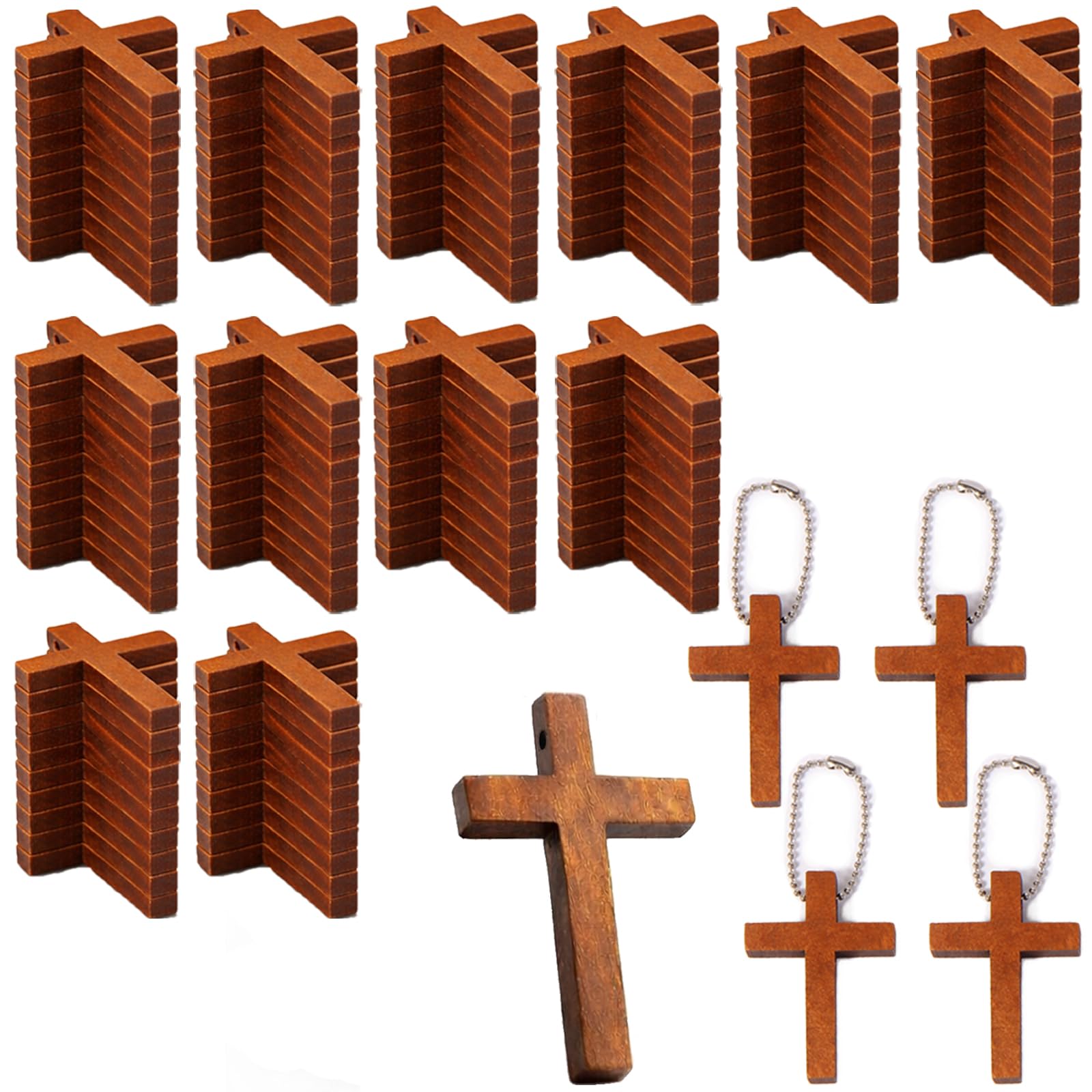 Photo 1 of Small Wooden Pocket Cross Charms For Prayer Crafts DIY Keychains