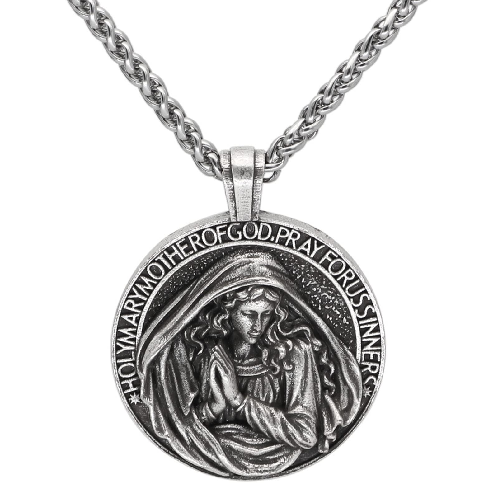 Pendentif prière Vierge Marie collier idéal pour cadeau de baptême