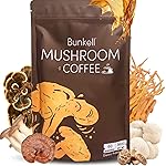 Bunkell Mushroom Coffee, Adaptogenic 6 Mushrooms with Lion\'s Mane, Reishi, Cordyceps, Shiitake, King Trumpet & Turkey Tail, Instant Coffee Powder for Energy, Digestion & Immune Support, 60 Servings
