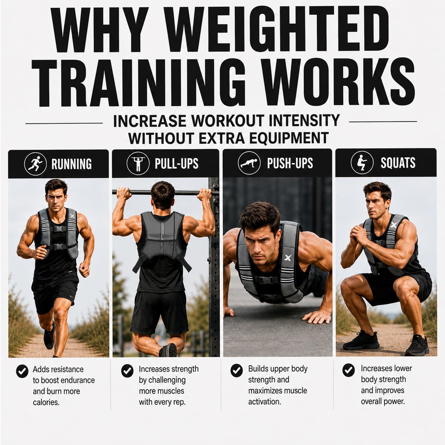 Xn8 - Chaleco ajustable con peso de neopreno de 3,5 kg, 5 kg, 8 kg, 10 kg, para hombres y mujeres, correr, trotar, caminar, gimnasio, entrenamiento, entrenamiento de fuerza