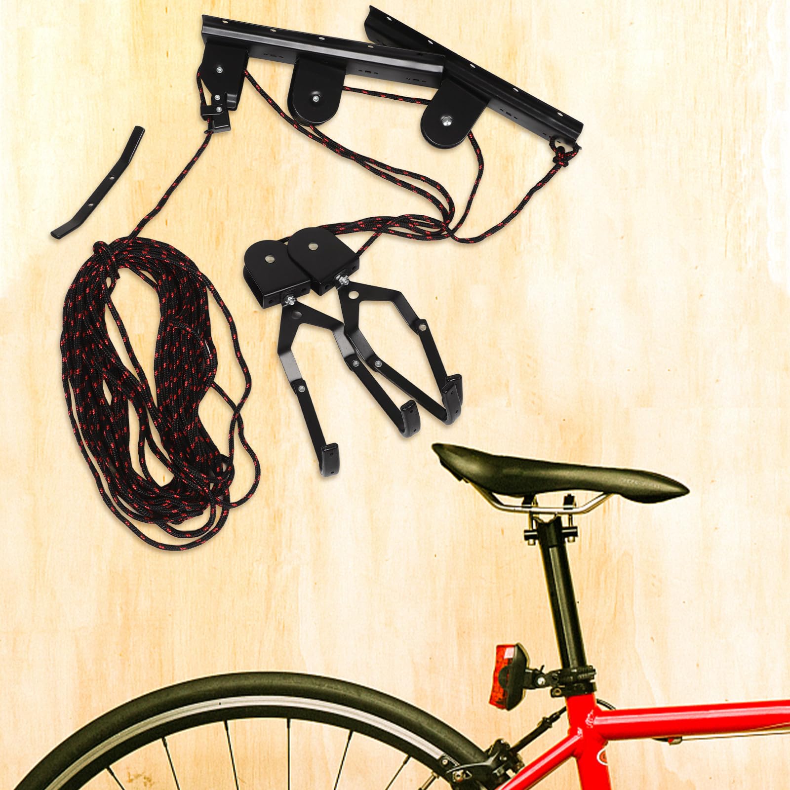 SHINEOFI Fahrrad Deckenhalterung Schwarz Wand Fahrradaufhänger aus Robustem Stahl 20 kg Tragkraft Fahrradheber für Garage Kompatibel mit Mountainbike Rennrad