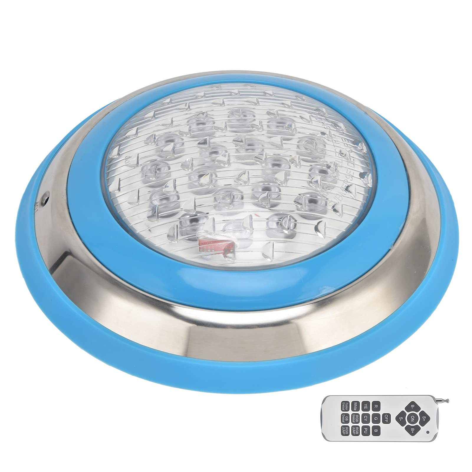 Fafeicy Luce Subacquea, Luce per Piscina a LED Simming Lampada da Parete Subacquea in Acciaio Inossidabile AC12V RGB Perline Lampada Ad Alta Potenza 18 Tasti, Luci Subacquee Continue (12W)