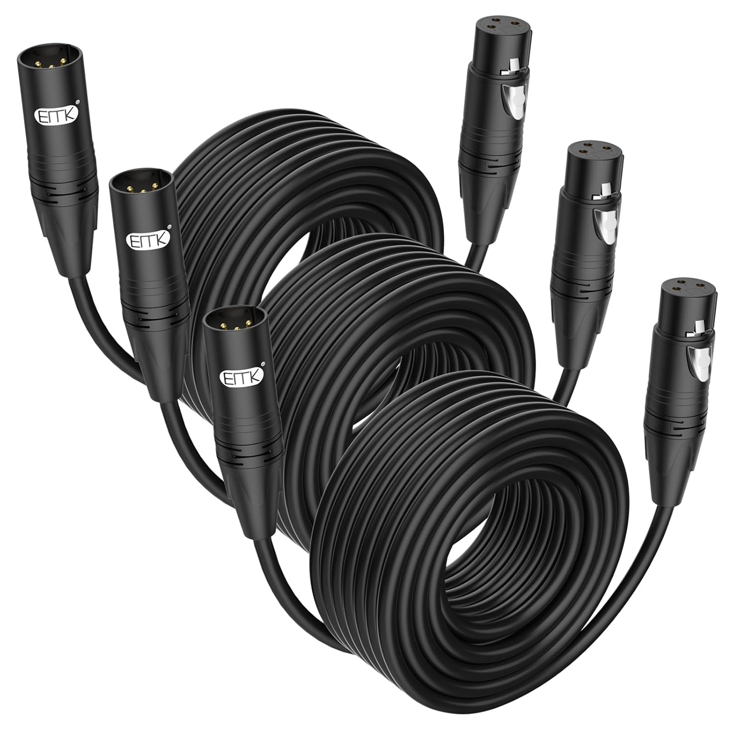 EMK XLR Cable 25ft/8M (3 PCS) – Balanced Male to Female Microphone Cord, 3-Pin Professional Audio Cable – Oxygen-Free Copper (OFC) for Studio, Mixer, Amplifier