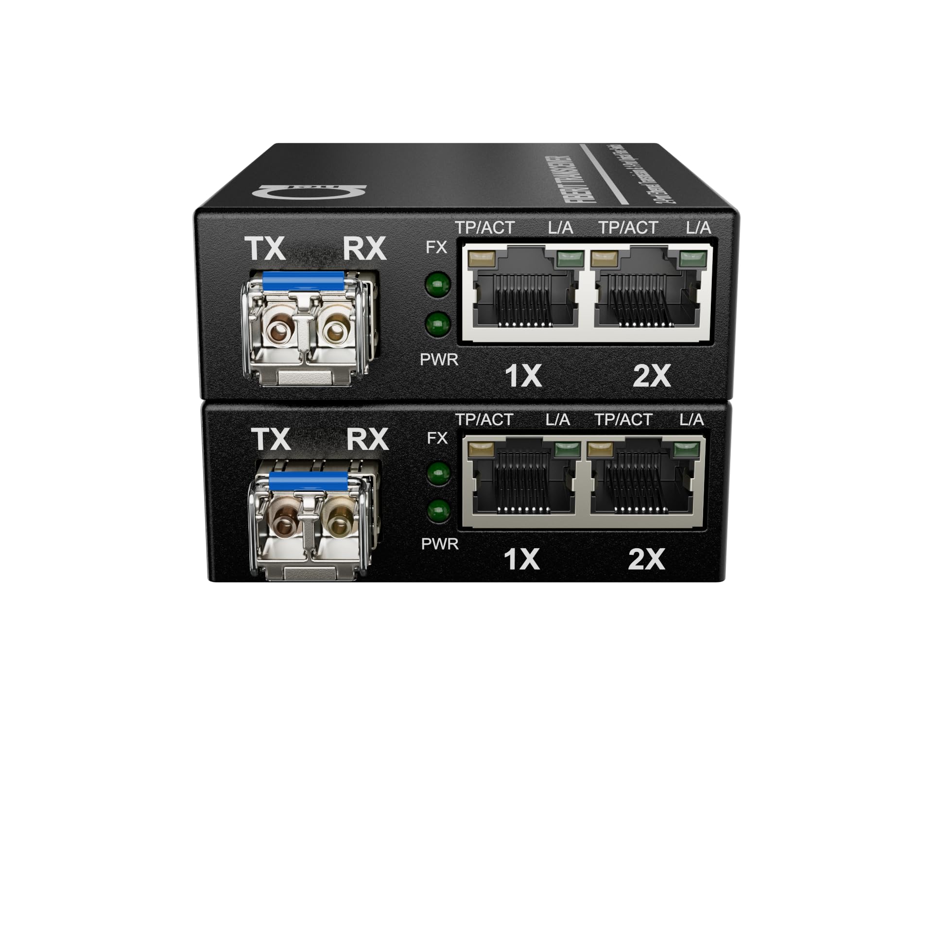 Deux ports RJ45 – Paire de convertisseurs de média en fibre, Gigabit Ethernet, SM LC 1310 nm SFP inclus – Fibre monomode 10/100/1000Base-Tx vers 1000Base-LX, jusqu'à 20 km