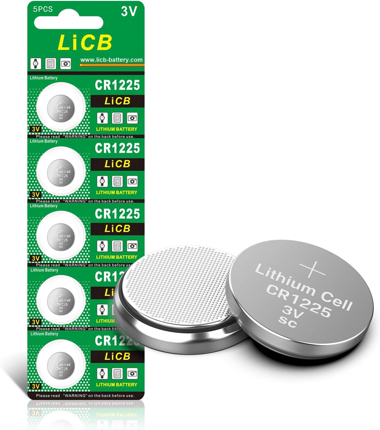 – LiCB CR1225 Battery 3V Lithium 5PCS (CR 1225 / Batteries CR1225 / DL1225 / ECR1225) for thermometer,Remotes,LED lights,Glucometers,Toys,Car key,Scales.