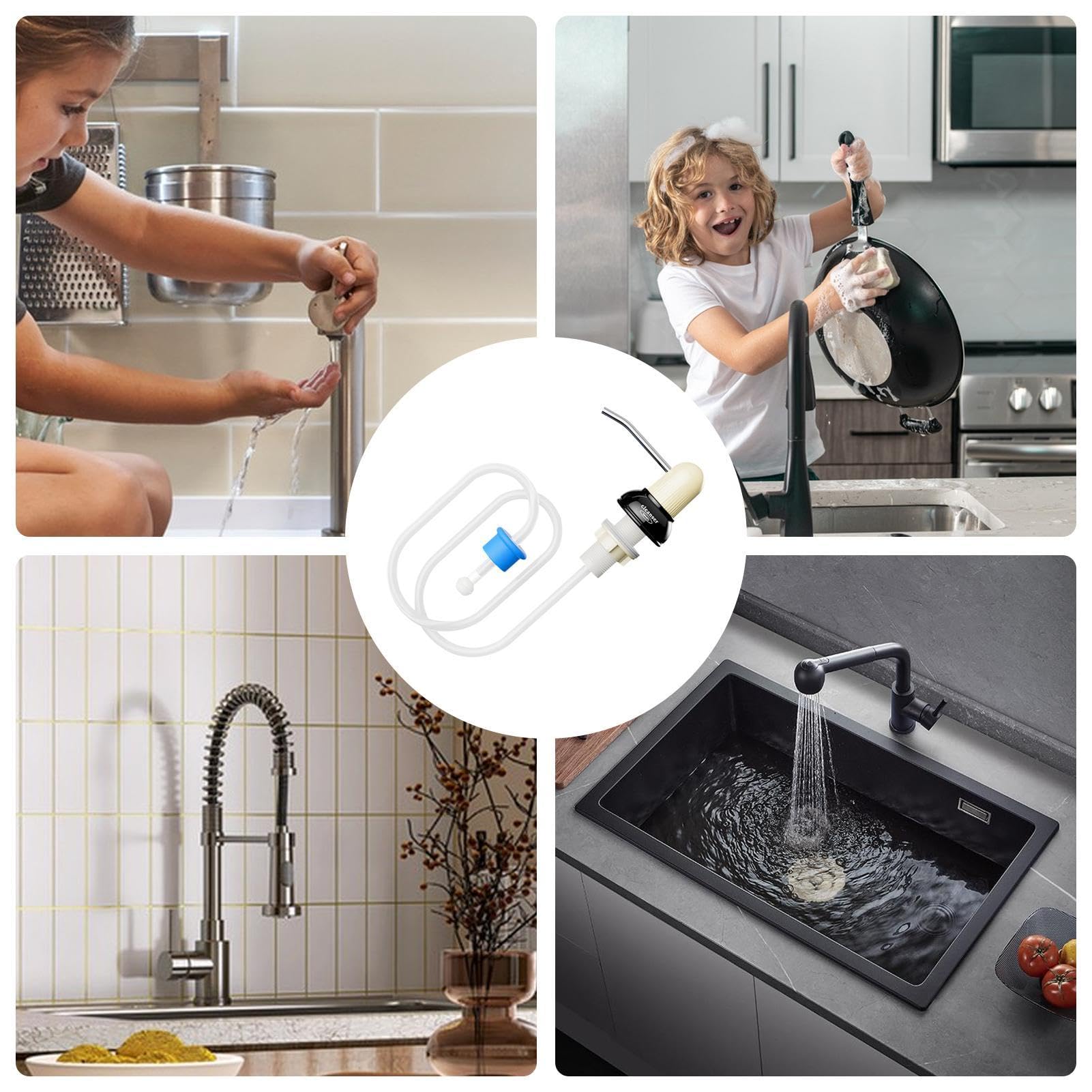 Kitchen Sink Soap Dispenser, Built In Soap Dispenser Pump With Sponge