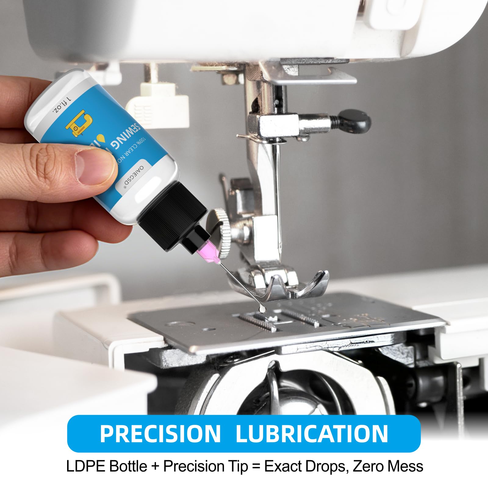 Aceite y lubricante para máquina de coser de luz fina de 4 + 1 onza, aceite de máquina de coser comercial e industrial para lubricar partes móviles de maquinaria textil, accesorios para máquinas