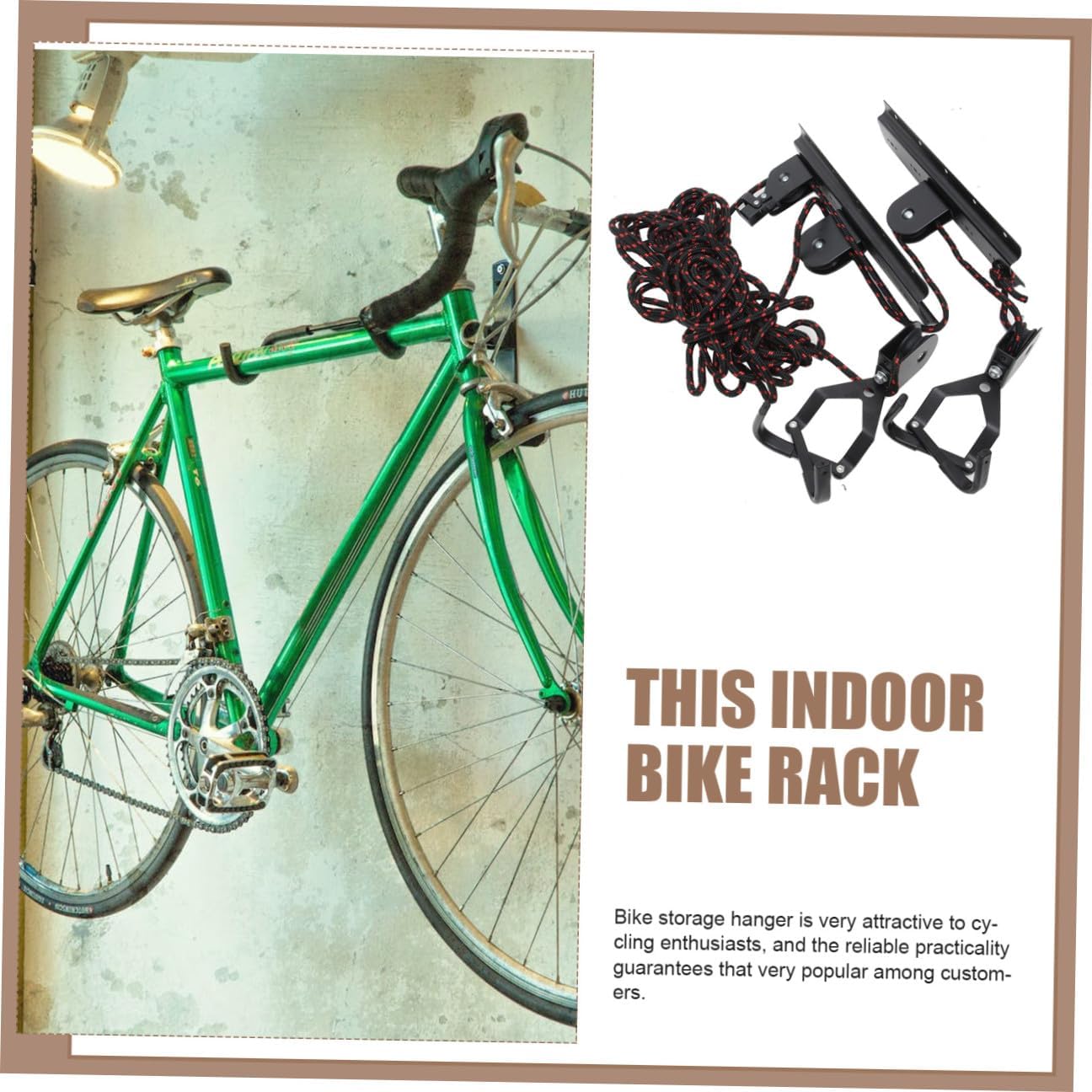 Ceiling Bike Hanger and Garage Wall Mount Rack, Steel Bicycle Storage Hook with Pulley System for Indoor Bike Organization and Space Saving Random Color