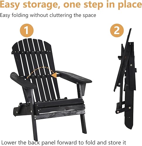 Miniatura 5 de PayLessHere Adirondack - Juego de 2 sillas de patio resistentes a la intemperie con madera de pino texturizada para patio, césped, jardín, terraza,