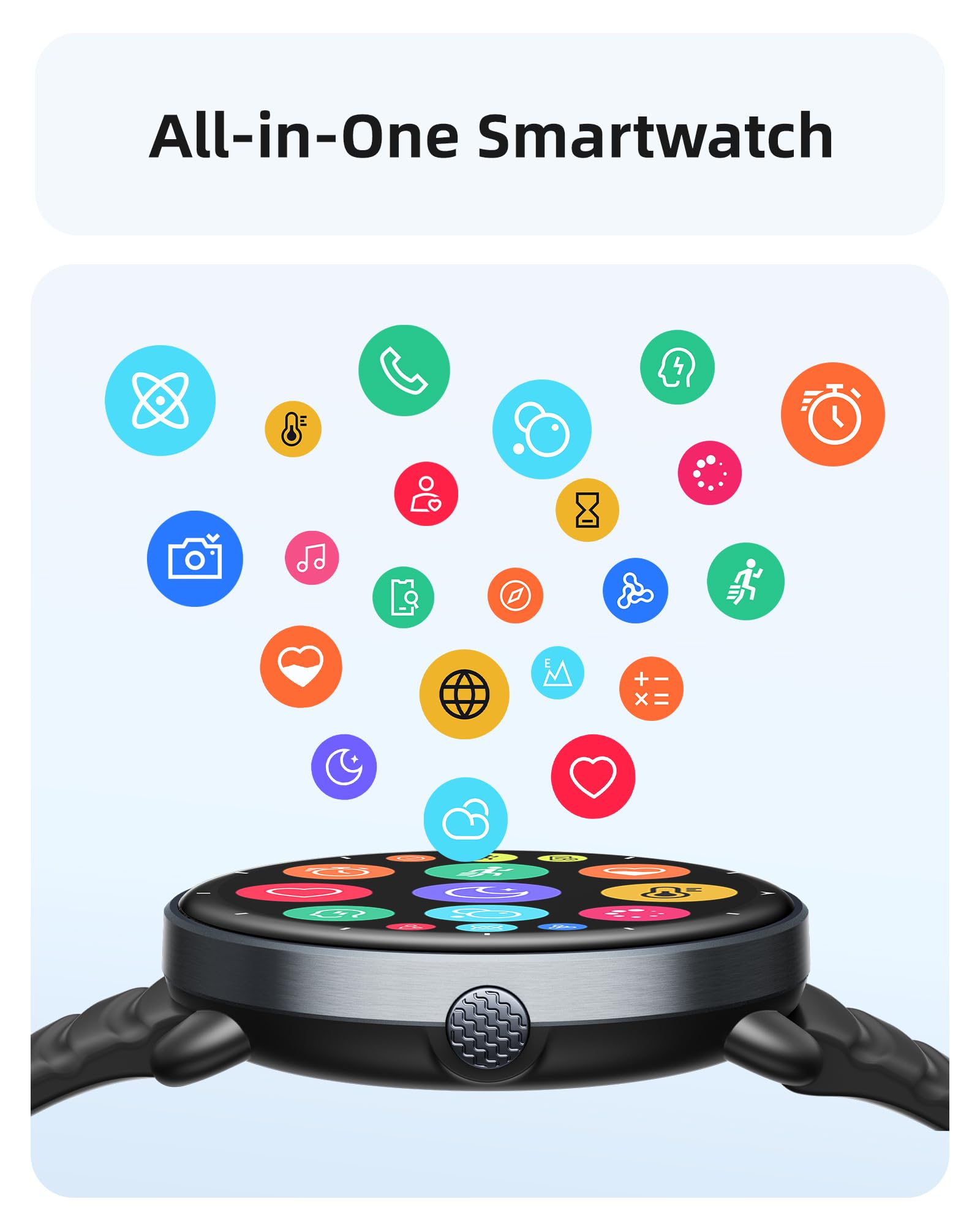 Parsonver Smartwatch dla Mężczyzn Kobiet, Wbudowany GPS, Wodoodporny 5 ATM do Pływania w Basenie i na Otwartych Akwenach, Zegarek Fitness z Wyświetlaczem AMOLED, Ponad 100 Trybów Sportowych, Puls, Sen