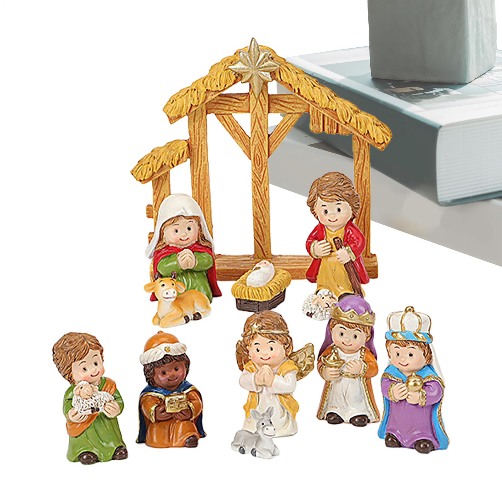 Crèche de Noël miniature pour célébrer la nativité en famille autour de la table