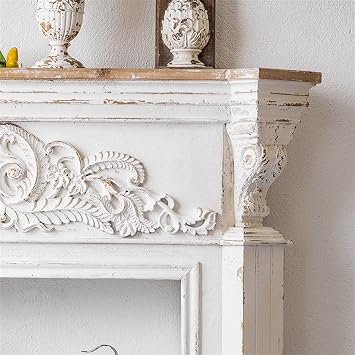 Fireplace Mantel Surround Vintage Fireplace Mantel Villa Fireplace Stove Mantel Trim Surround Solid Wood Decorative Cabinet Living Room Entrance Relief Mantelpiece Fireplace Mantel