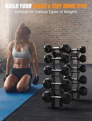 Miniatura 6 de Soporte para mancuernas solamente, soporte de pesas para mancuernas de uso pesado para gimnasio en casa (capacidad de peso de 750 libras1100 libras)