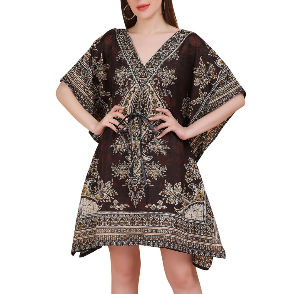 TengruShort Kaftan Beach Cover ups Dresses for Women Ladies Dashiki African Caftan Loungewear Free Size