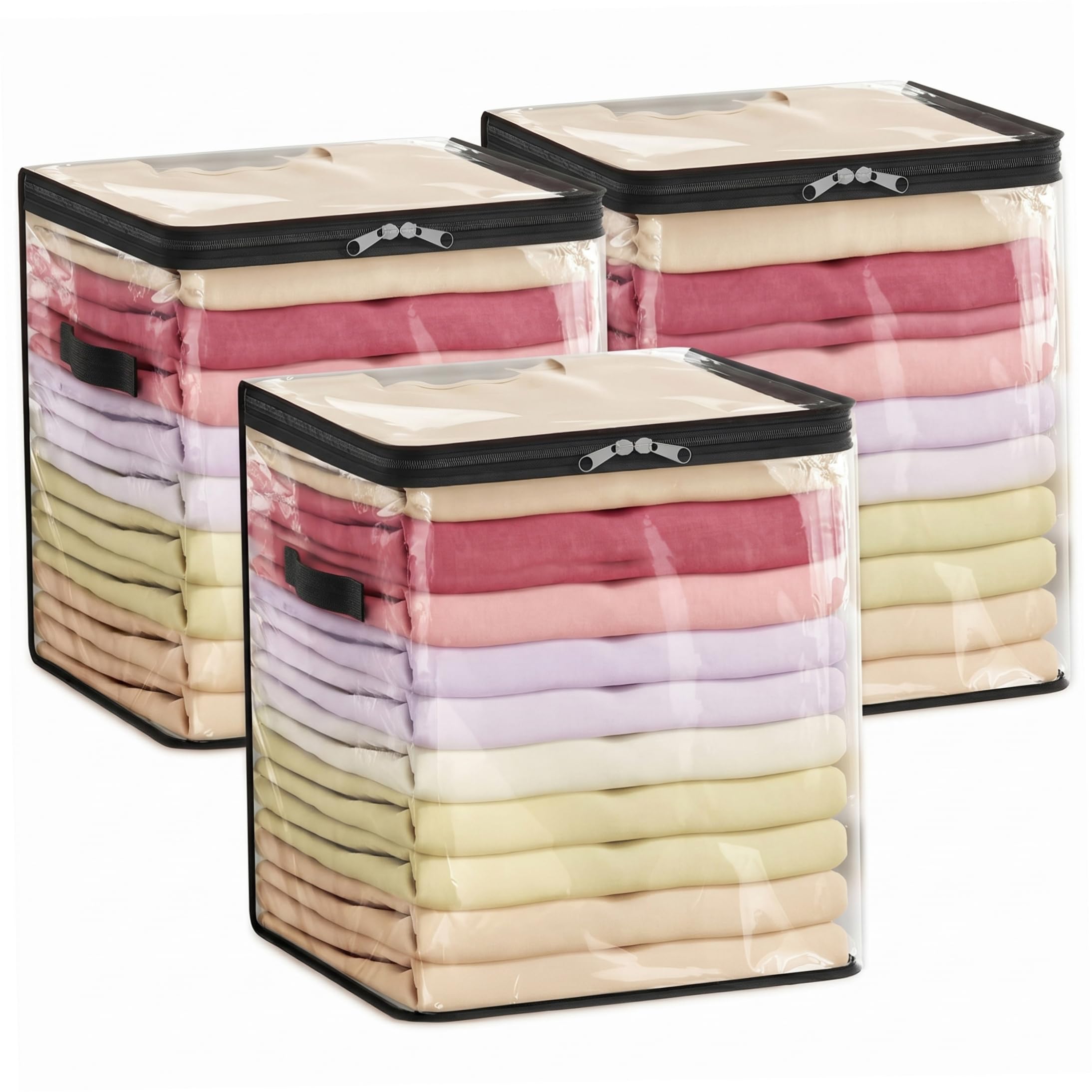 Bolsas de almacenamiento impermeables con cremallera doble y asas organizador de mudanza S