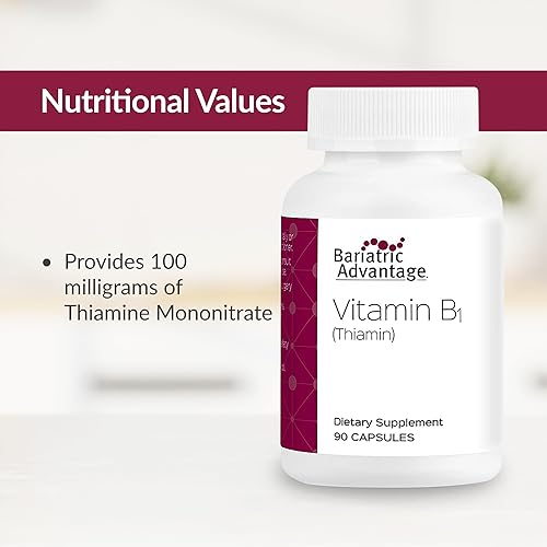 Miniatura 5 de Bariatric Advantage Vitamina B1 Tiamina - 100 mg de mononitrato de tiamina - Fácil digestión - Diseñado para pacientes bariátricos - Apoya la