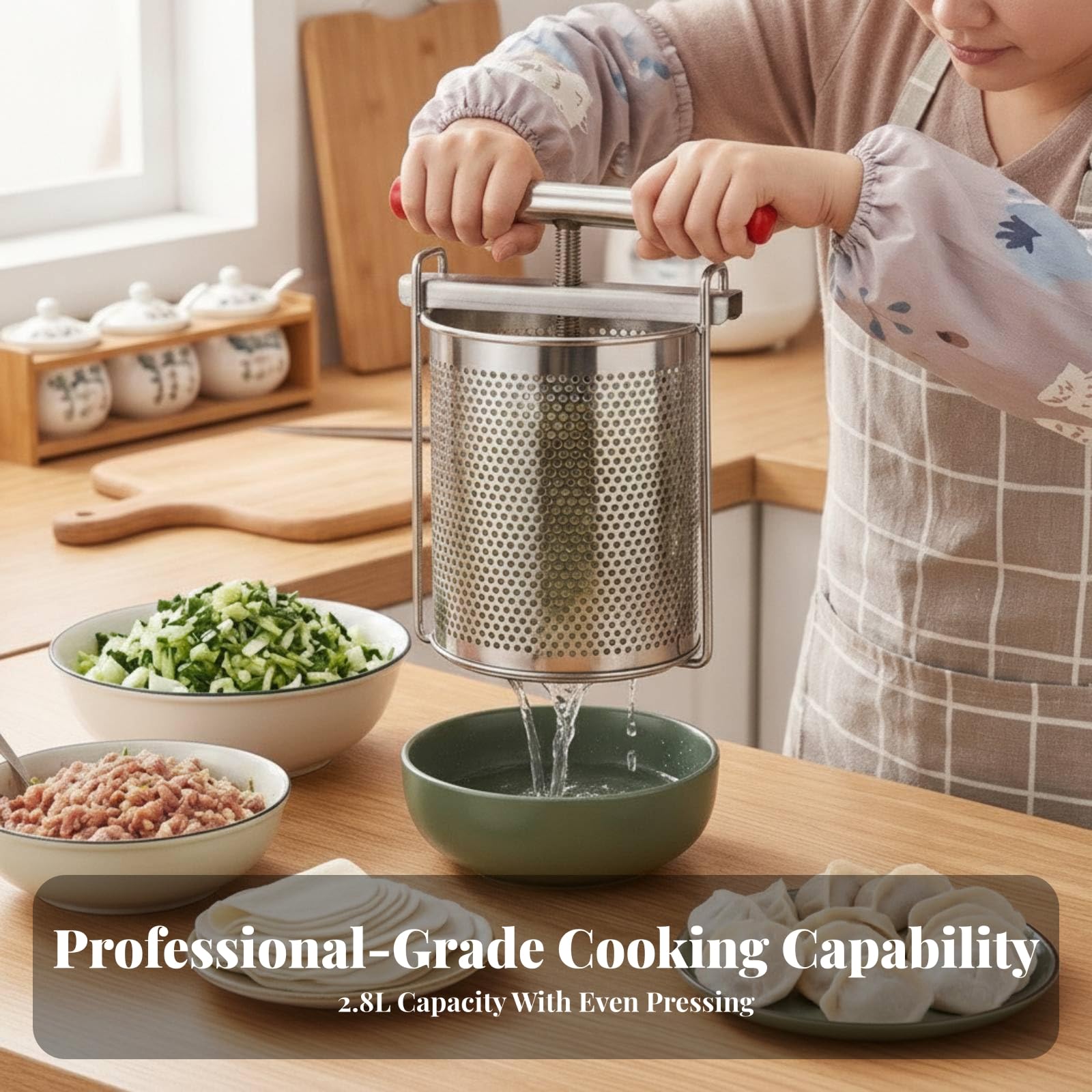 Pressa per Frutta Robusto | Struttura in Acciaio Inossidabile, Spremiagrumi Manuale, Compatto, Attrezzo da, per Preparazione di Conserve, Con Piedi