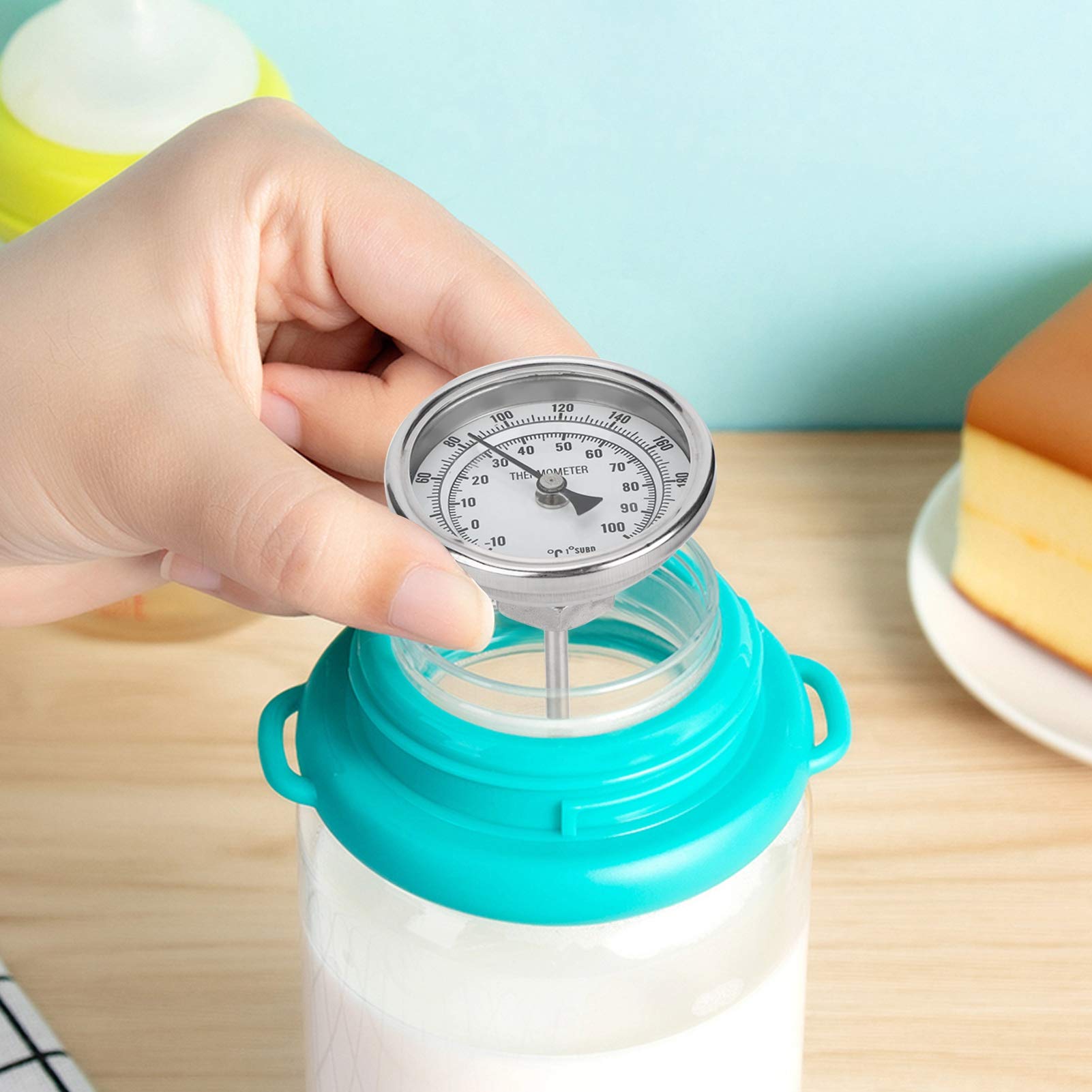 Termómetro de esfera de acero inoxidable con rosca 1/2 NPT Termómetro de olla Termómetro para hervidor de agua casero 0‑220 ℉/‑10‑100 ℃