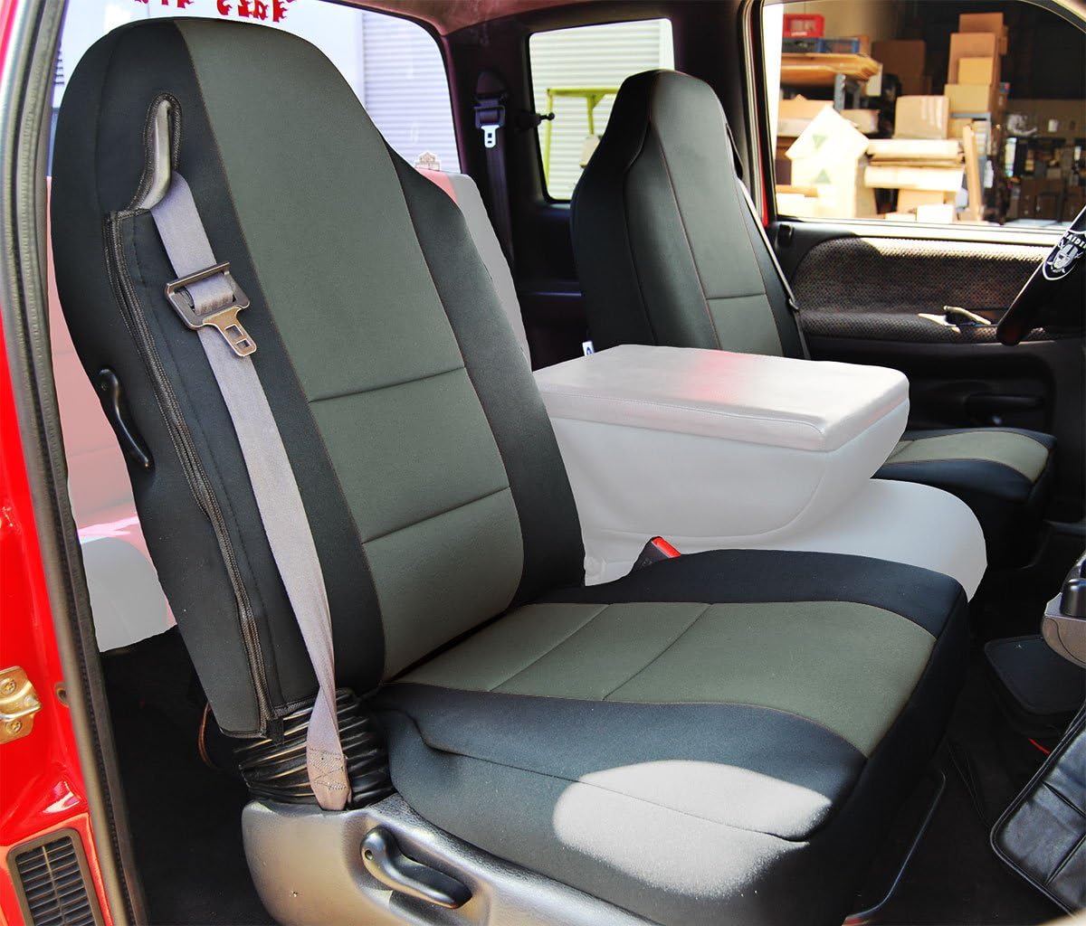 Iggee 1998-2002 Dodge RAM 1500 2500 3500 Artificial Leather Custom Made Exact Fit 2 Front Seat Covers (Beige)