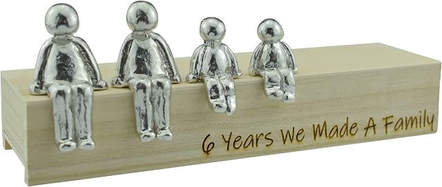 6th Anniversary Idea - 6 Years We Made A Family Metal Ornament - Choose Your Family Combination Box & Woodgrain May Vary(2 Children)