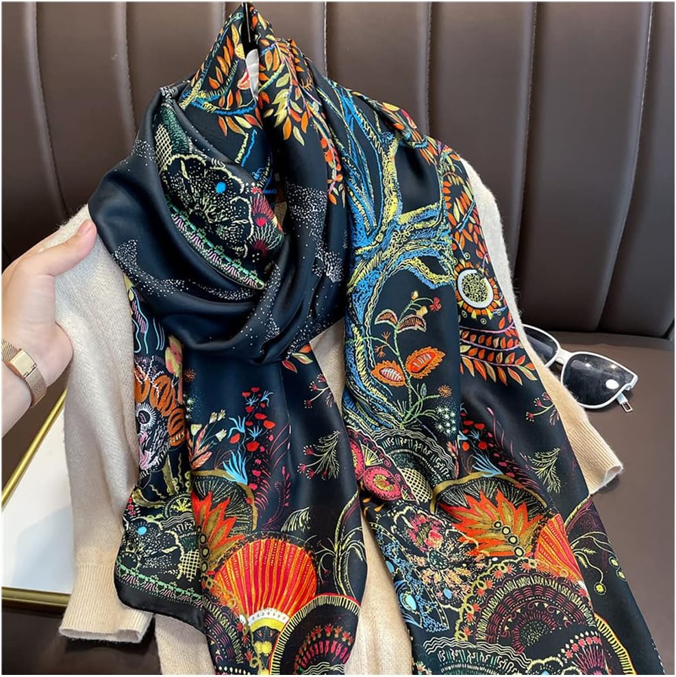 Aufeel Fashion Scarves 100% Satin Silk Scarf Long Lightweight Sunscreen Shawls Wraps for Women Hair Scarves - Image 5