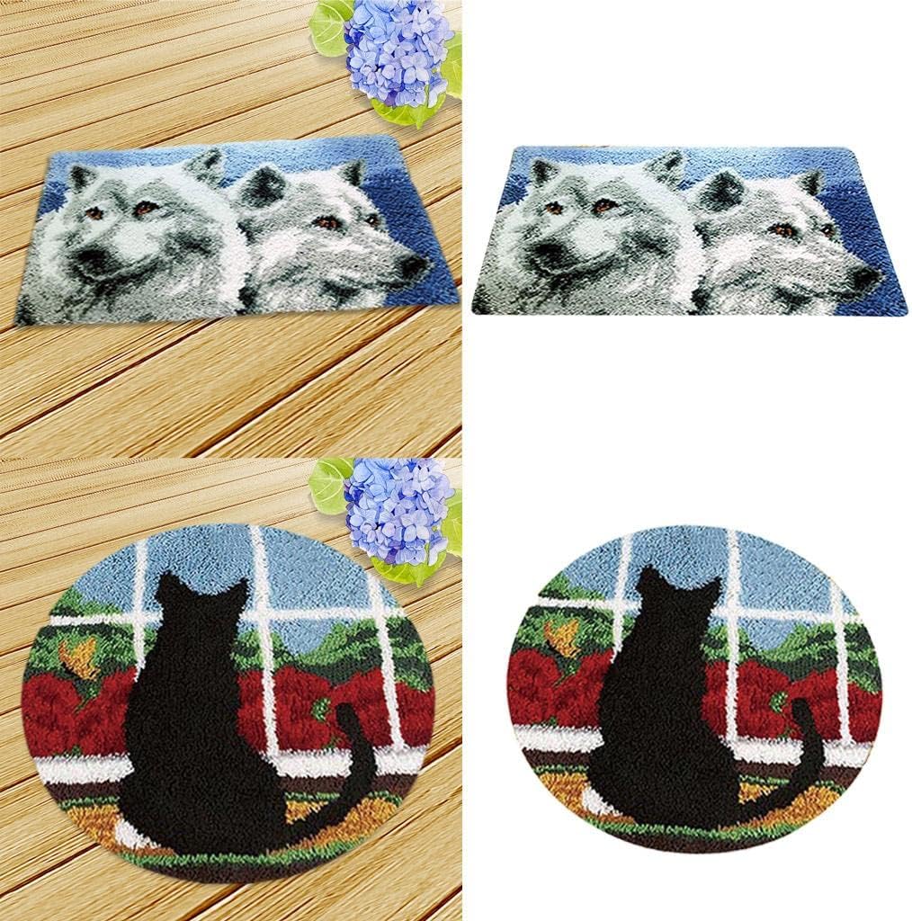 Latch Hook Rug Making Kits, Beginner Friendly Embroidery Set with Animal Patterns, DIY Cushion and Carpet Handmade Needlework for Kids and Adults