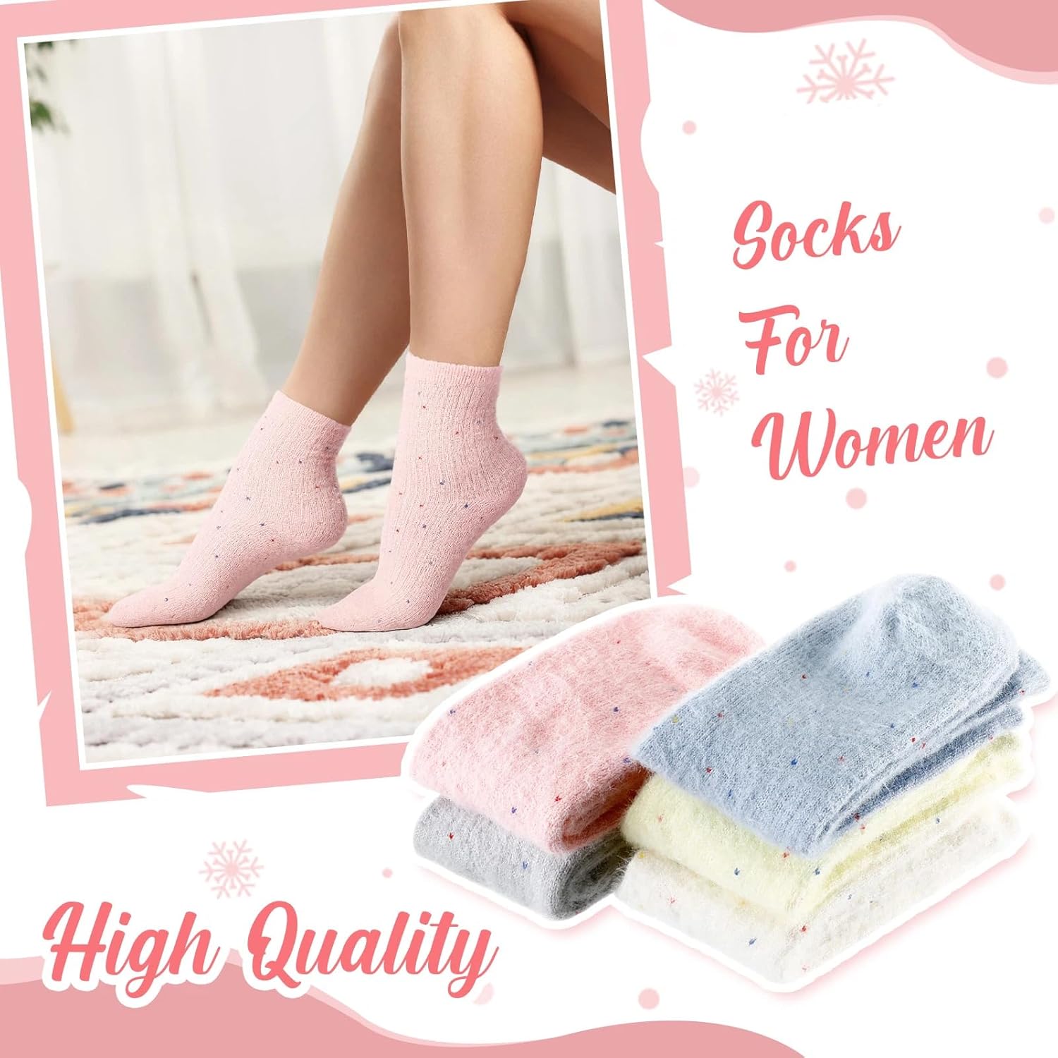 50 Pairs Women Fuzzy Socks Bulk Winter Warm Soft Fluffy Cozy Mink Fleece Sleeping Slipper Socks for Women Gifts - Image 4