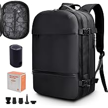 KINGSLONG Vacpack Backpack, 60L Expandable Backpack Vacuum with Pump and TSA Customs Lock