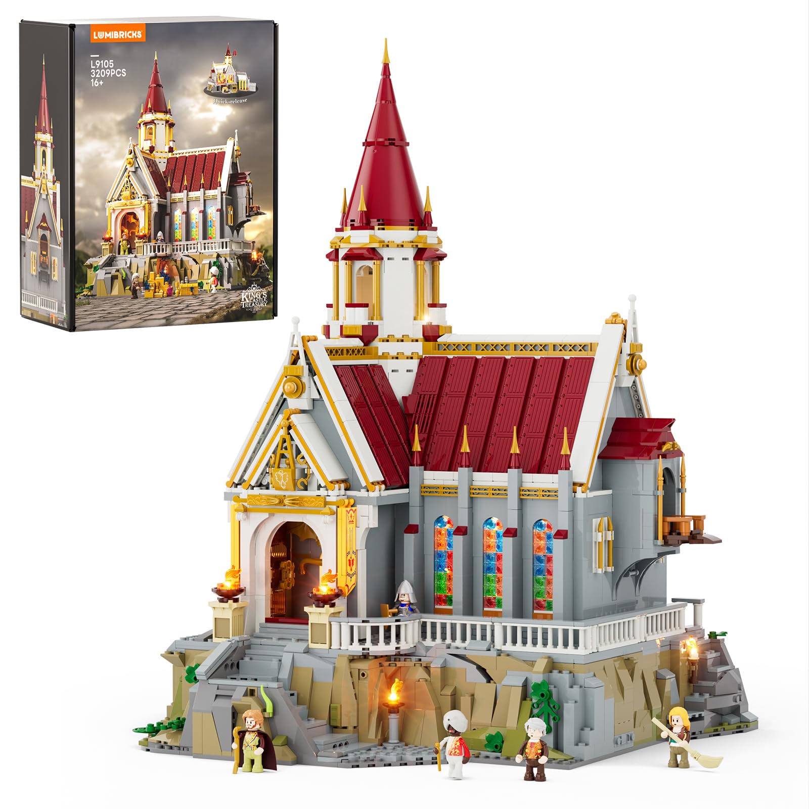Lumibricks Medieval King's Castle Treasury Building Bricks Set - Middle Ages City Town Mo…