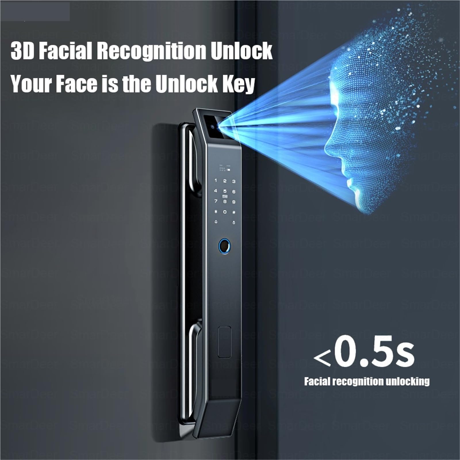 Serratura Smart, Smart Lock con fotocamera Serratura elettronica con riconoscimento 3D con campanello visivo for videosorveglianza,per camere da letto, uffici e hotel