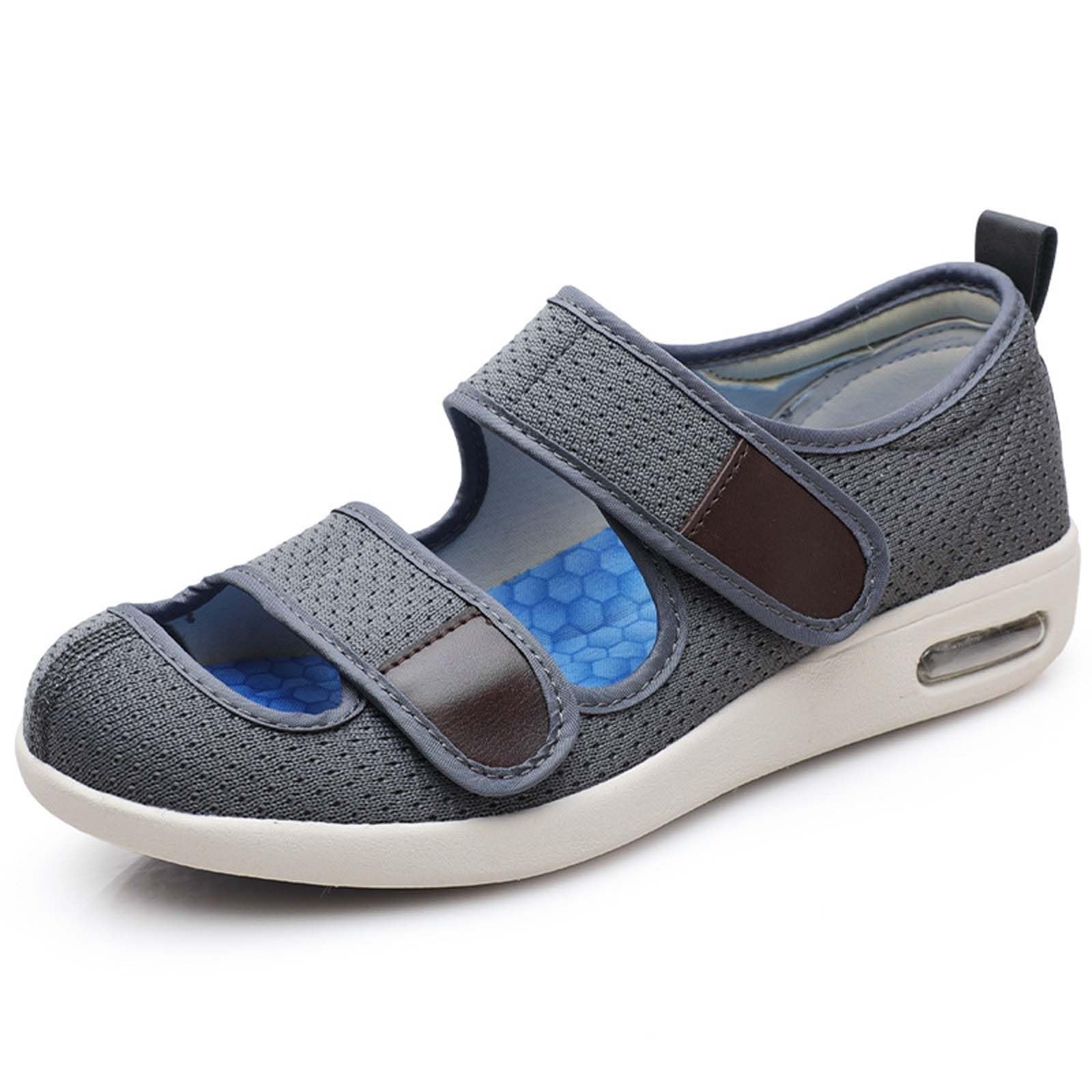 Buty dla diabetyków, buty o bardzo szerokiej szerokości Kobiety Mężczyźni, buty medyczne na opuchnięte stopy, ortopedyczne buty dla diabetyków z regulowanymi butami do chodzenia z pianki Memory(Szary,