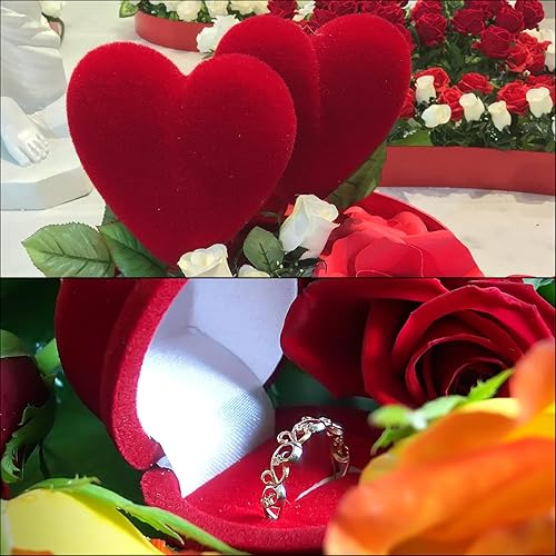 Miniatura 4 de PATIKIL Caja de anillo de rosa, caja de anillo de compromiso romántico con forma de rosa, caja de joyería para boda y día de San Valentín, rosa