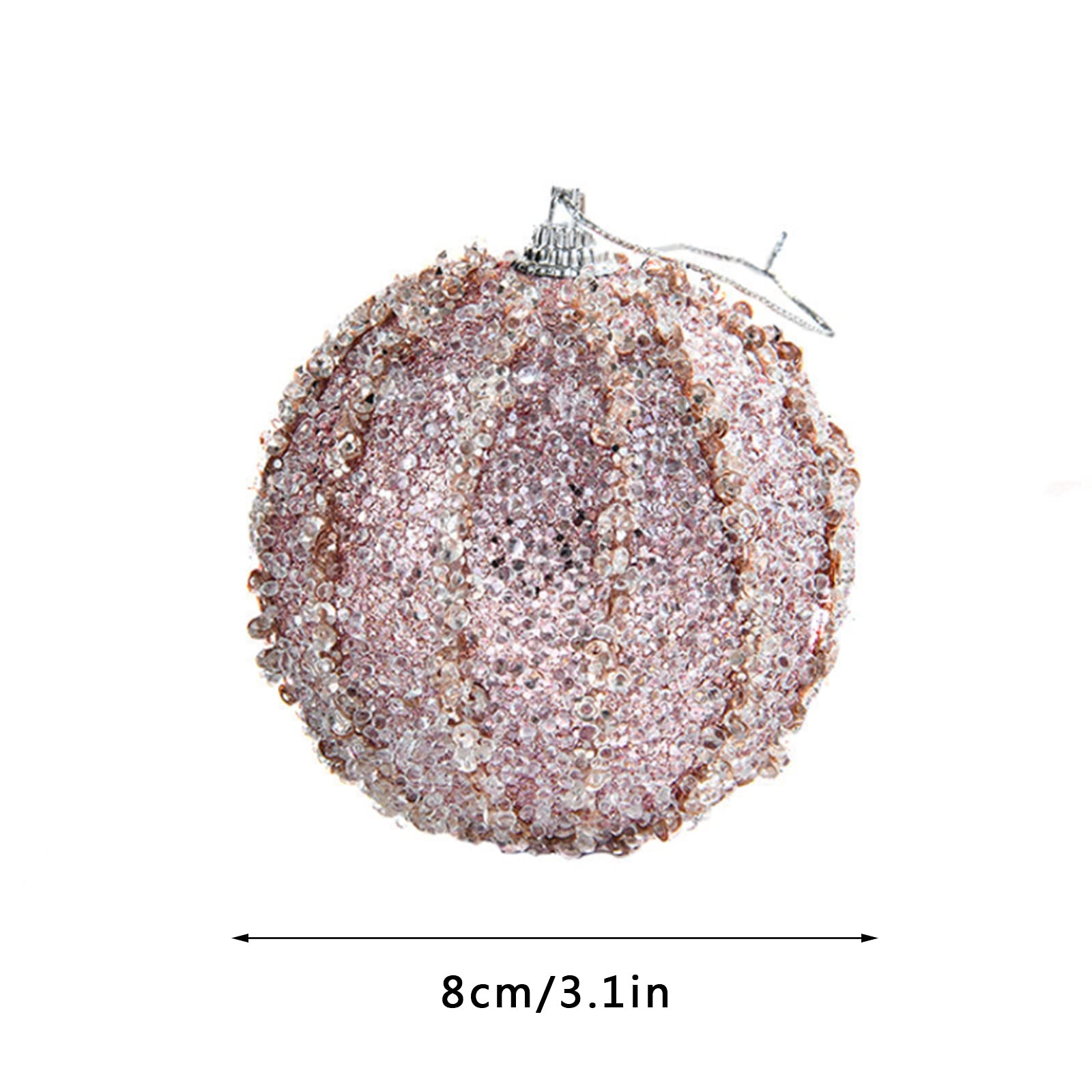 Weddi Weihnachtskugeln, Dekorationszubehör, 10 Stück Weihnachtskugel-Ornamente, 3,15 Zoll Glitzer-Pailletten-Schaumstoffkugel, bruchsichere Weihnachtsdekoration, Baum-Hängekugeln for Weihnachtsbäume (
