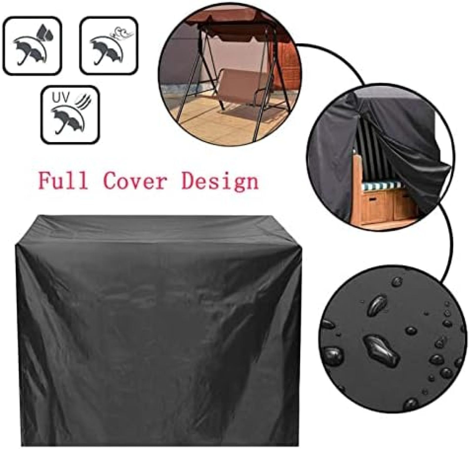 Copertura per Altalena da Giardino, Copertura per Sedia da Altalena da Giardino Antipolvere Impermeabile, Copertura per Altalena a 2-3 posti Anti UV con 2 Cerniere e Coulisse per terrazza es