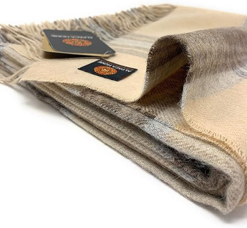 Vista 24 de Manta de alpaca a cuadros escoceses 100% lana de alpaca bebé en tonos naturales 6.6 pies de largo x 4.25 pies de ancho hipoalergénica, suave