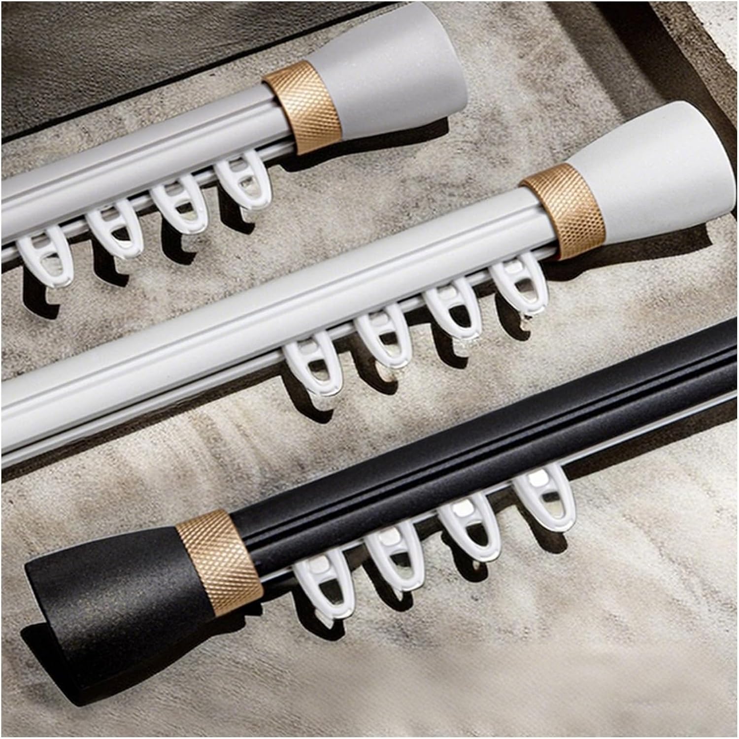 Roman Rod Track With Aluminum Alloy Mounting Bracket，Side-mounted Curtain Rods, Heavy Duty Curtain Rail For Open Rooms, For Living Room, Parallel Bay Window(Gray,500cm(16.4ft))
