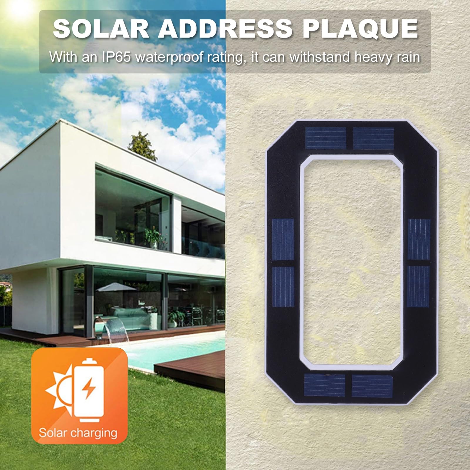 Solar-Hausnummern, 17 cm LED-Solar-Hausnummern und beleuchtetes Buchstabenschild, IP44, wetterfest, Personalisierung, Adressschild, Hausbar für Haus,Garten(Number 8)