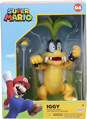 Nintendo Super Mario - Figura de 3.9in, Iggy Koopa con varita