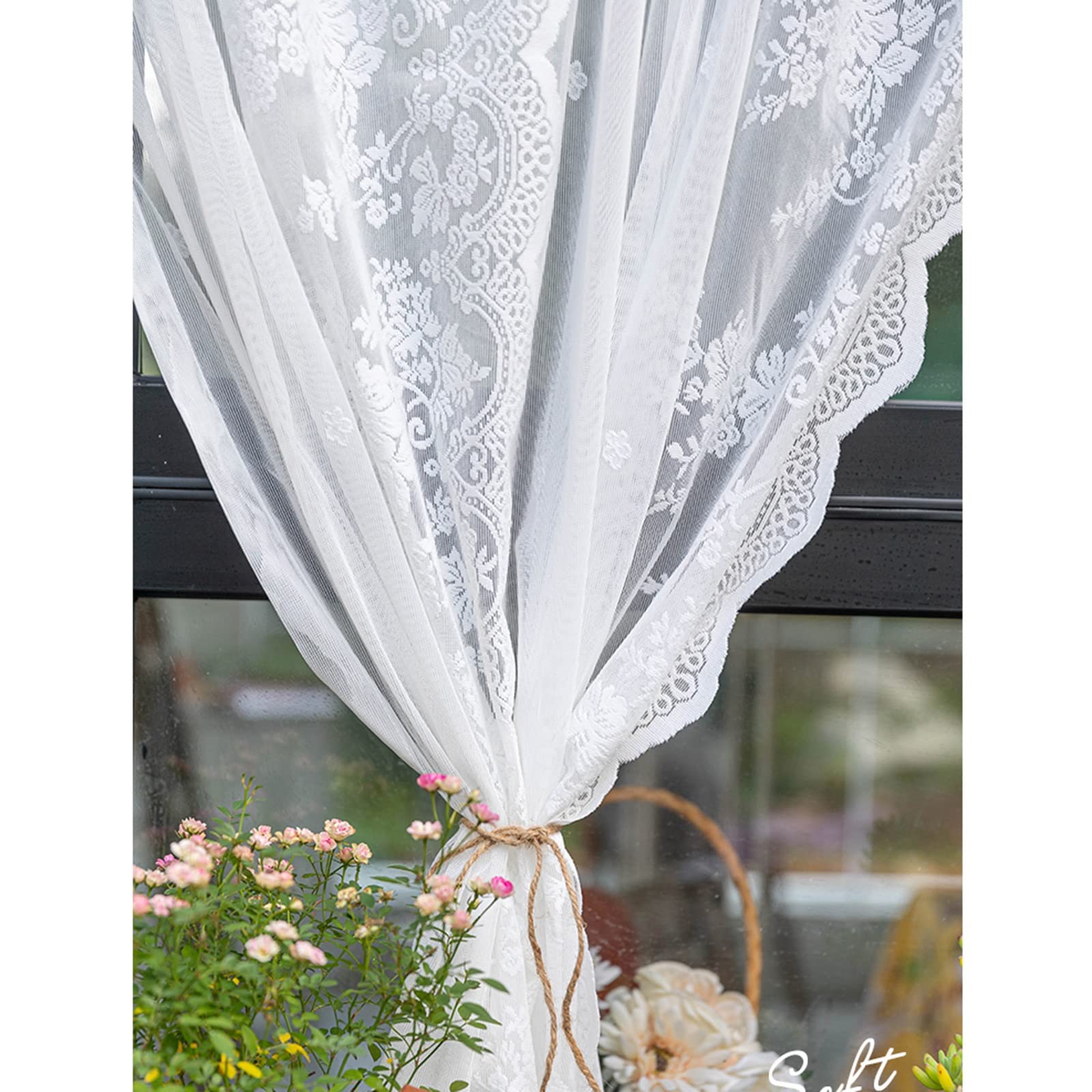 Tende Velute Bianche Cort - Tulle Trasparente, Tasca Per Asta, 90x90 Cm - Foto 5