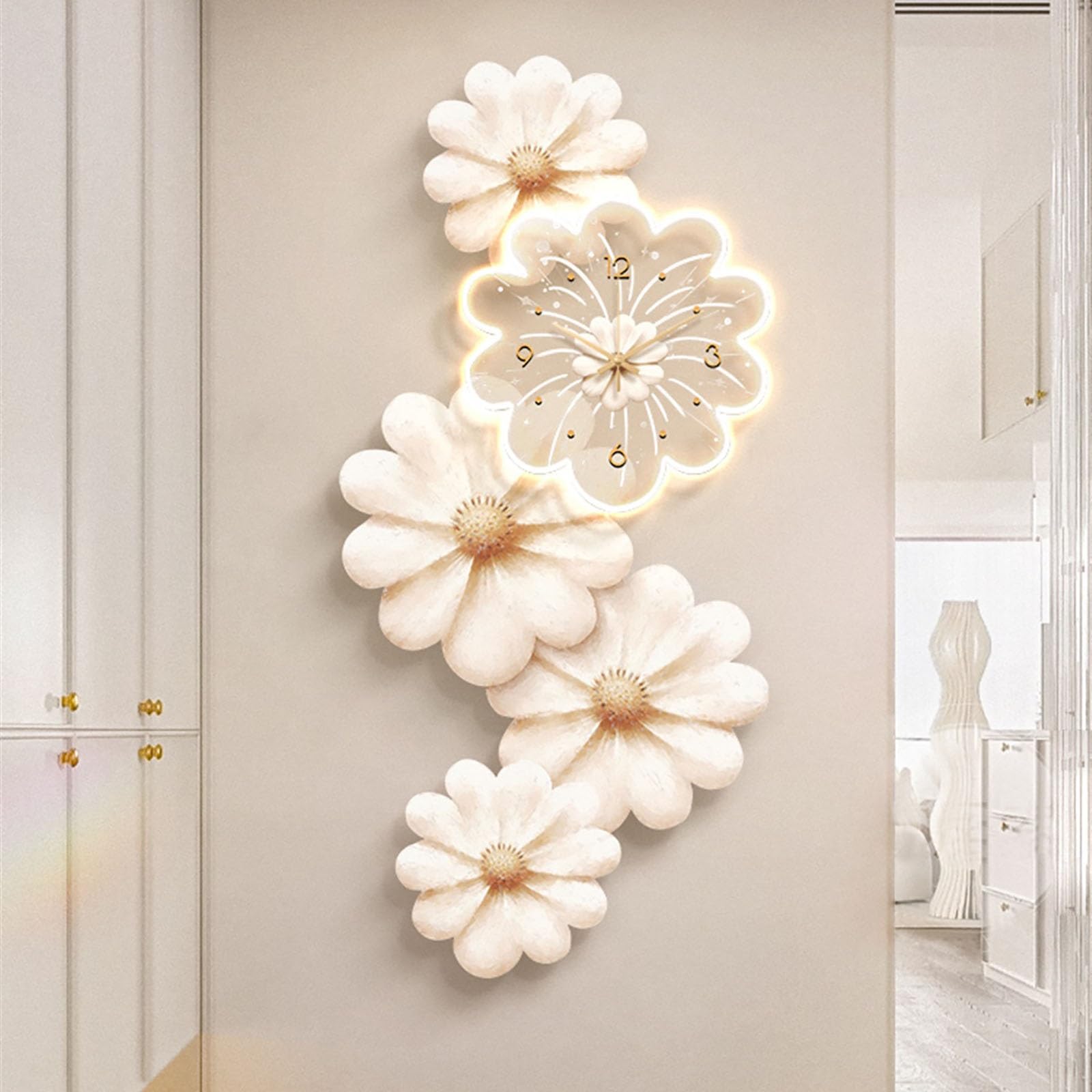 Amazon.co.jp: 時計付き装飾画 モダンな花飾り壁掛け時計、LED Amazon.co.jp: 時計付き装飾画 モダンな花飾り壁掛け時計、LED